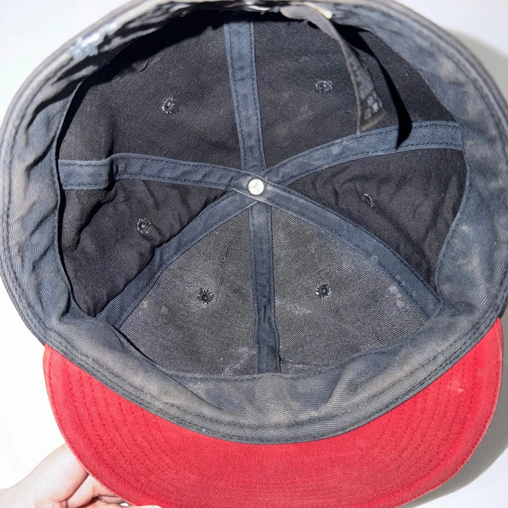 Nike Air Jordan Vintage Fitted Hat 7 3/8 Black Red Metal Jumpman Cap Bred Retro